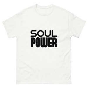 White T-shirt with 'Soul Power' in bold font