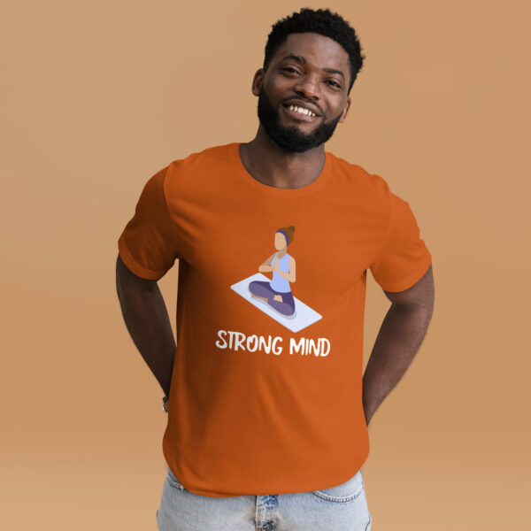 Strong Mind Fitness : Premium Tee Shirt : Mockup: Male Standing : Colour: Autumn : Bella & Canvas 3001