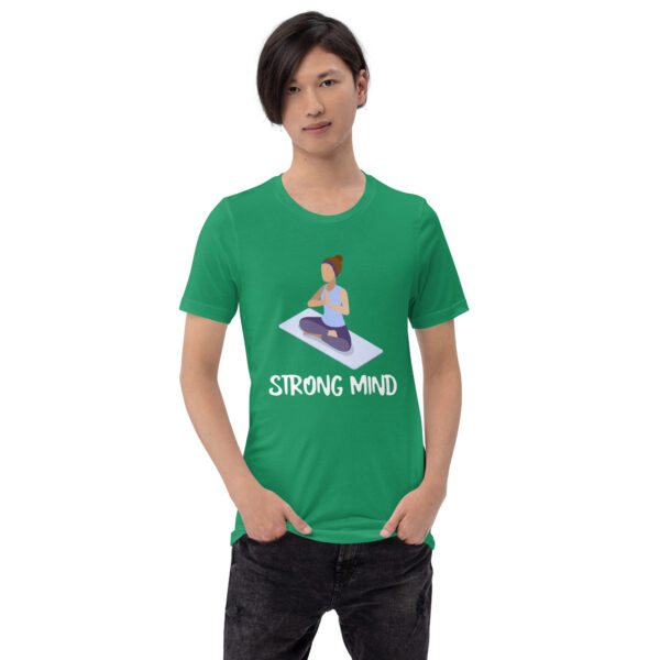 Strong Mind Fitness : Premium Tee Shirt : Mockup: Male Standing : Colour: Kelly-Green : Bella & Canvas 3001