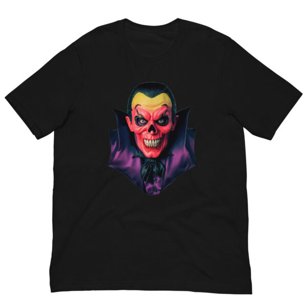 T-shirt with vibrant skull graphic design.