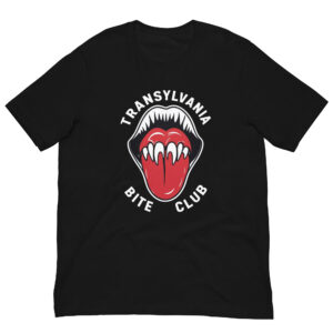 Transylvania Bite Club t-shirt with mouth graphic