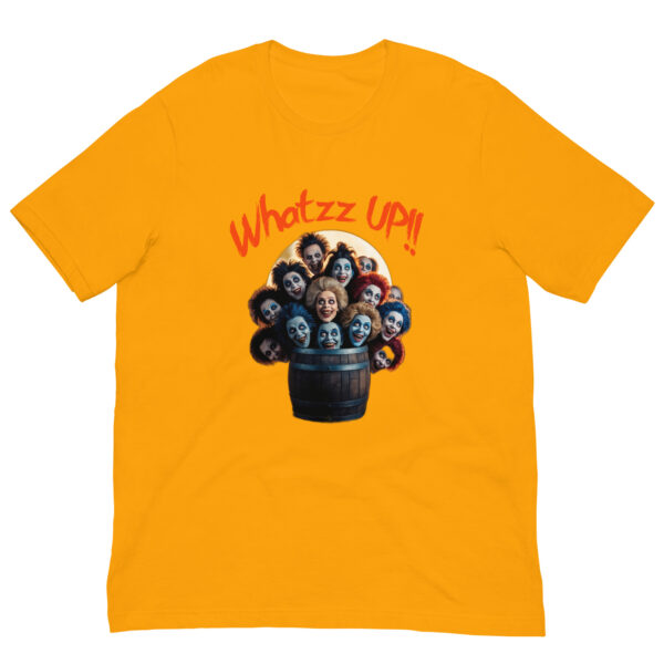 Barrel of Whatzz UP : Halloween : Premium Tee Shirt : Colour: Gold : Bella & Canvas 3001