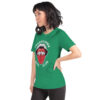 Woman in green Transylvania Bite Club T-shirt