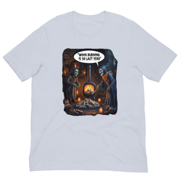 Wood Burning SO Last Year : Halloween : Premium Tee Shirt : Colour: Light-Blue : Bella & Canvas 3001