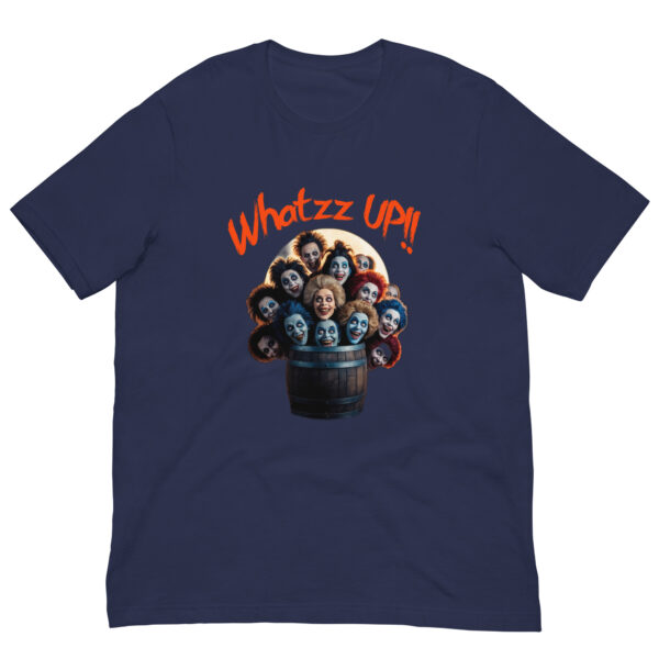 Barrel of Whatzz UP : Halloween : Premium Tee Shirt : Colour: Navy : Bella & Canvas 3001