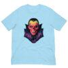 Blue T-shirt with scary vampire design print.