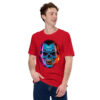 Blue Deville: Halloween : Premium Tee Shirt : Colour: Red : Bella & Canvas 3001 : Mockup: Male Standing