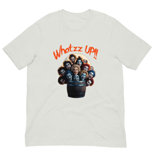 Barrel of Whatzz UP : Halloween : Premium Tee Shirt : Colour: Silver : Bella & Canvas 3001