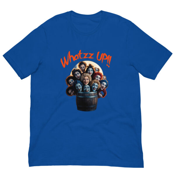 Barrel of Whatzz UP : Halloween : Premium Tee Shirt : Colour: True-Royal : Bella & Canvas 3001