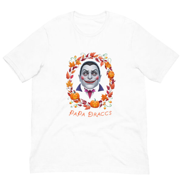 PaPa Draccs-Dracula : Halloween : Premium Tee Shirt : Colour: White : Bella & Canvas 3001