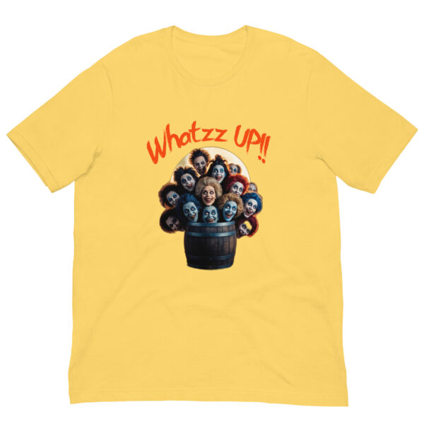 Barrel of Whatzz UP : Halloween : Premium Tee Shirt : Colour: Yellow : Bella & Canvas 3001