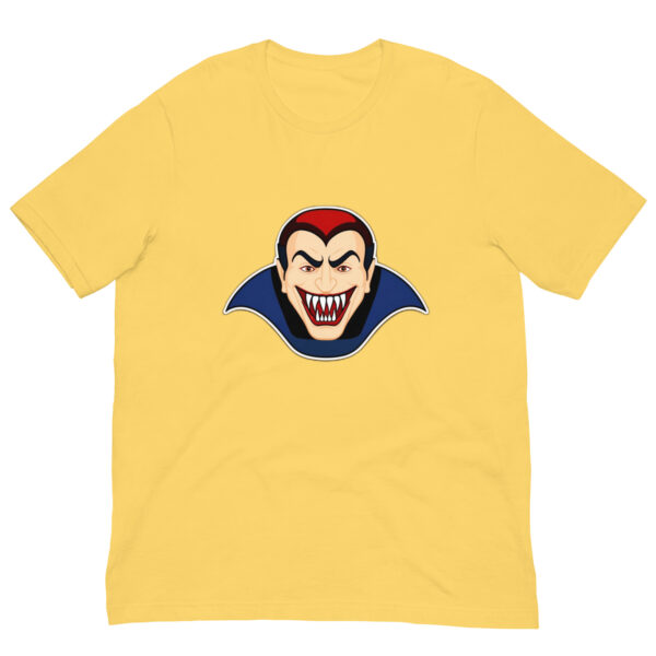 Yellow T-shirt with vampire illustration design