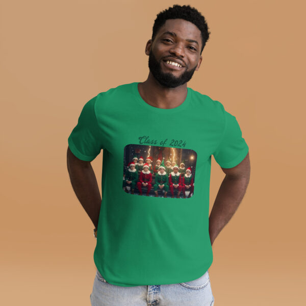 Man wearing green Class of 2024 Christmas t-shirt