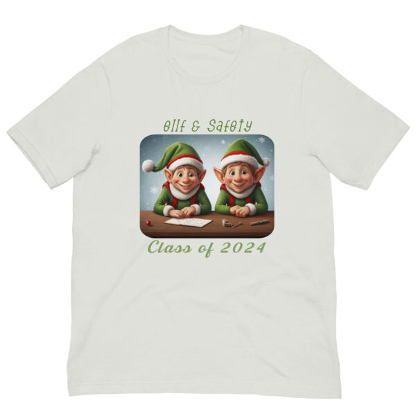 T-shirt with elves, 'Elf & Safety Class of 2024'