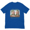 Christmas elves on blue shirt cartoon design