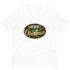 White T-shirt, Merry Christmas design, festive style.