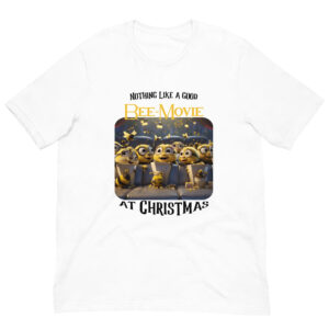 T-shirt with cartoon bees and Christmas text.