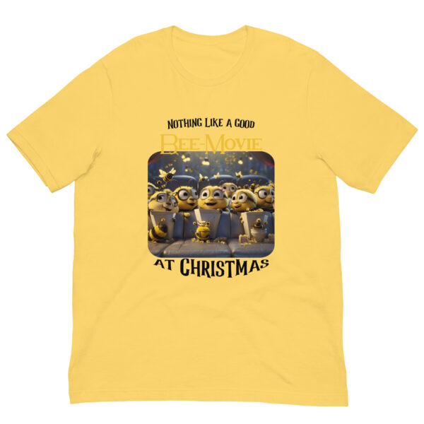 Yellow Christmas bee movie-themed T-shirt design.