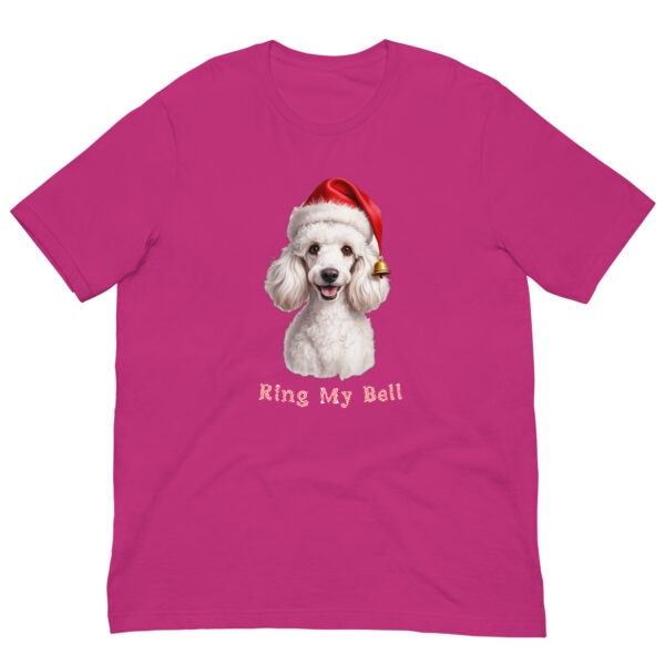 Pink t-shirt with poodle, Santa hat, 'Ring My Bell'