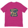 Pink T-shirt with 'Happy New Year' design.