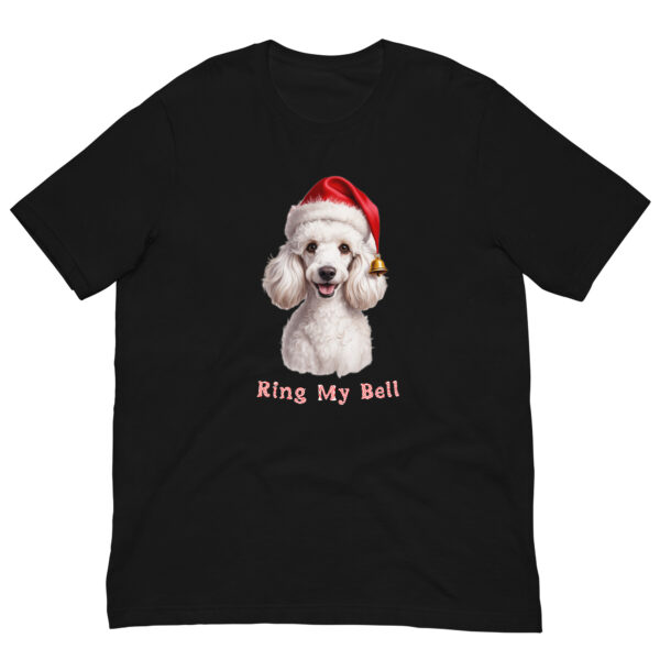 Christmas poodle t-shirt, Santa hat, bell graphic.