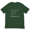 Green T-shirt with Christmas sentiment text.