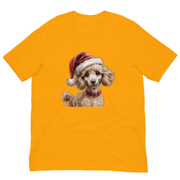 Poodle with Santa hat on orange T-shirt