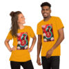 Couple wearing snake print yellow T-shirts