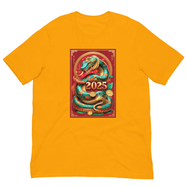 Orange t-shirt with 2025 dragon design.