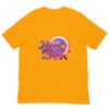 Yellow T-shirt with 'Happy New Year' design.