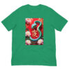 Green t-shirt with snake and floral design, 2025