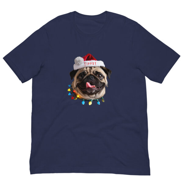 Christmas pug t-shirt with Santa hat and lights