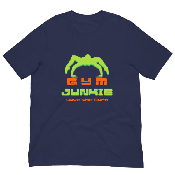 Navy shirt with neon gym junkie design