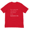 Red T-shirt with festive Christmas quote.