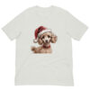 Christmas poodle graphic on white T-shirt