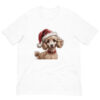 Poodle in Santa hat on white T-shirt