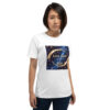 Woman wearing space-themed 2025 t-shirt